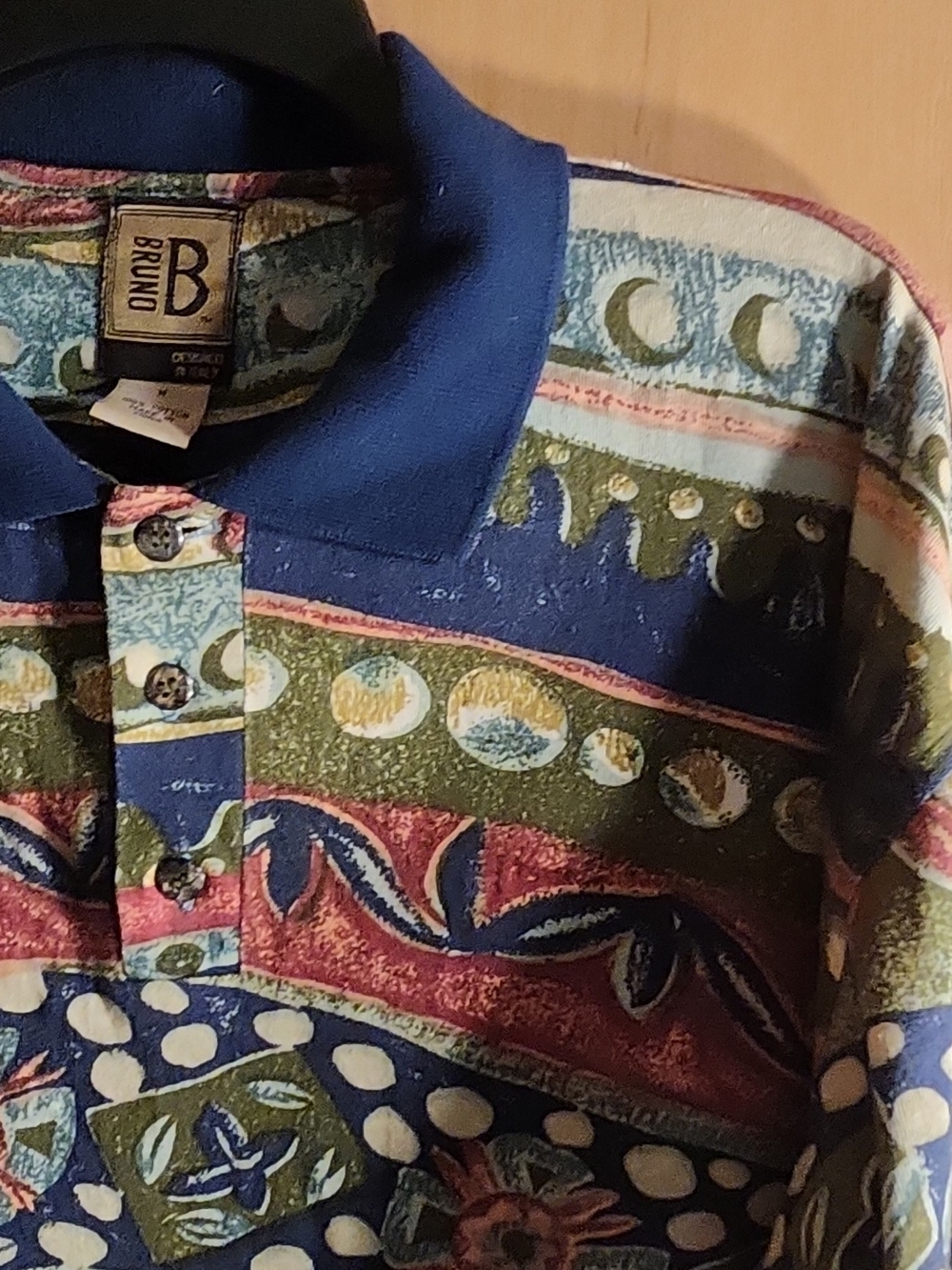 Bruno Men’s Multicolor Patterned Polo Shirt - Blue Collar